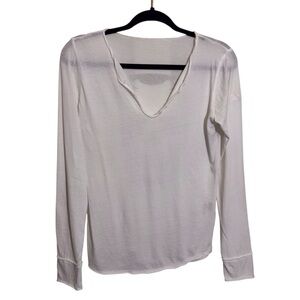 Zadig & Voltaire Small White Skull Henley Top Tee Long Sleeve Cotton Designer